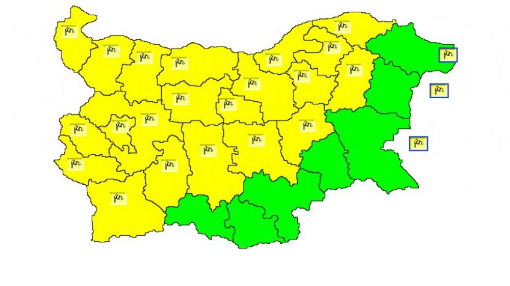 Bolqarıstanın 21 bölgəsində “sarı” təhlükə kodu elan edilib