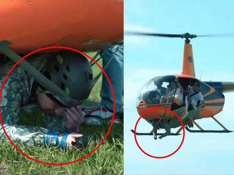 “Like” toplamaq üçün kişini helikopterin gövdəsinə bağlayaraq havaya qaldırdı - VİDEO