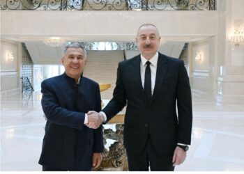 Prezident İlham Əliyev Tatarıstan Respublikasının Rəisi Rüstəm Minnixanov ilə görüşüb.