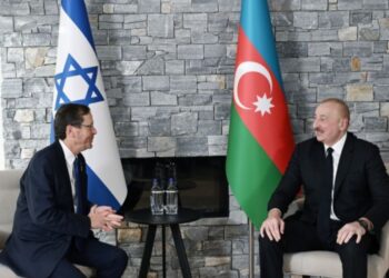 Prezident İlham Əliyev Davosda İsrail Prezidenti İsxak Hersoq ilə görüşüb -Foto