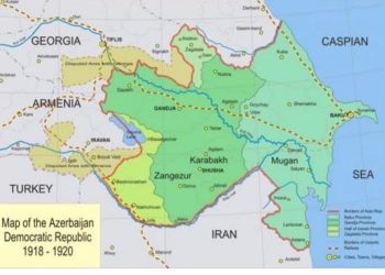 1918 çi ildə Londonda hazırlanmış xəritə -Azərbaycan ərazisi-Foto